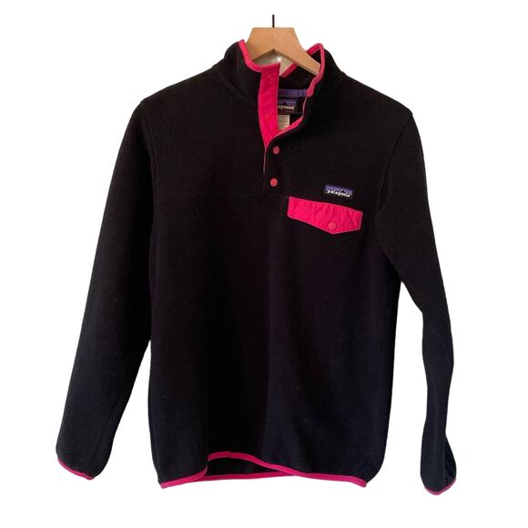 Patagonia Women's Synchilla Snap T Jacket XS Black Fleece Pullover - Picture 1 of 6